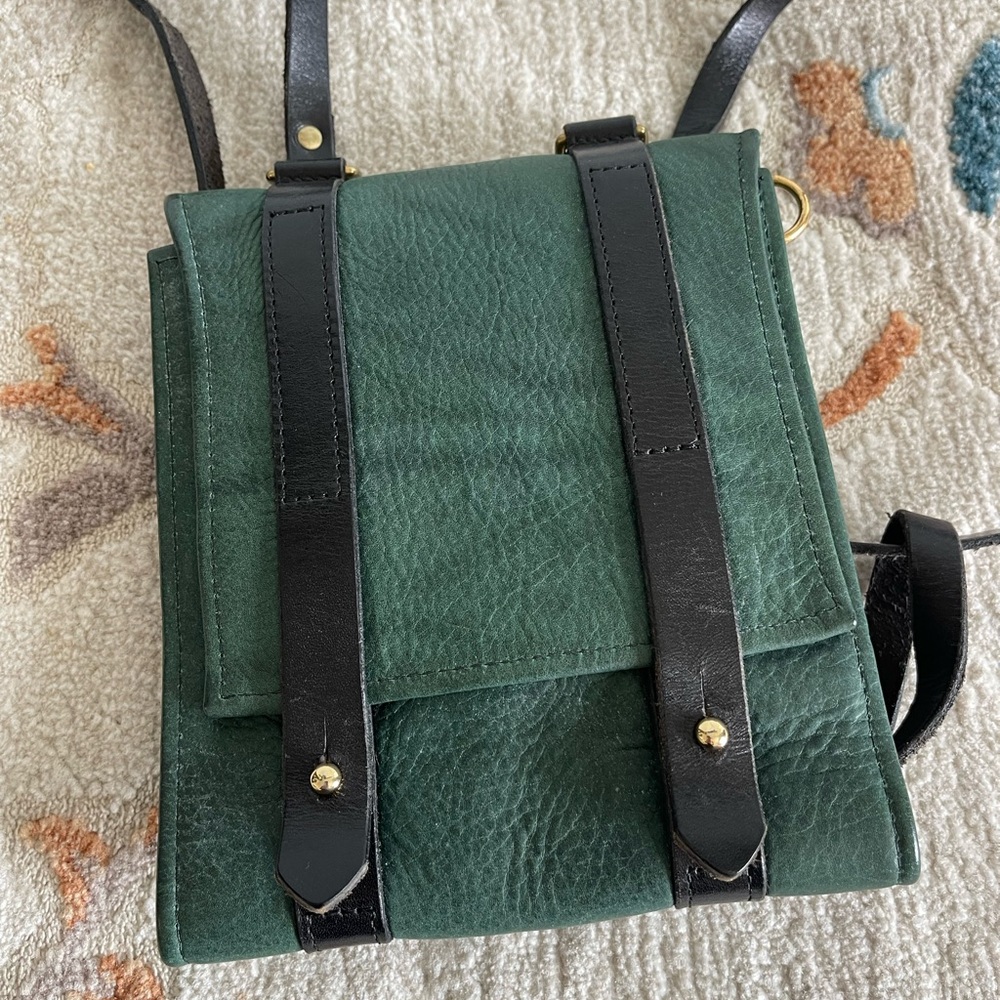 Genuine Leather Handmade dark green color women small purse bag
